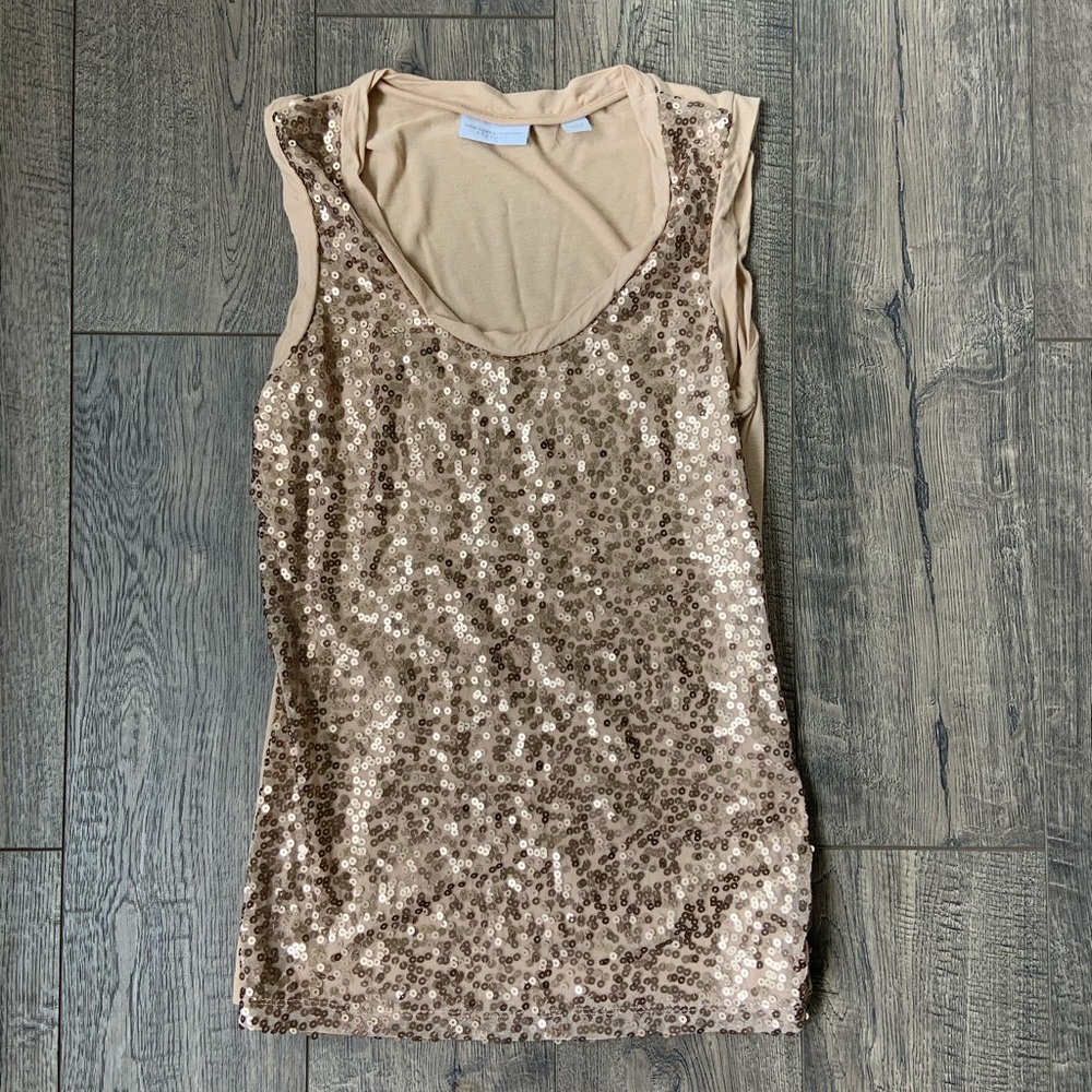 New York & Co Gold Sequin Tank Top XS EUC